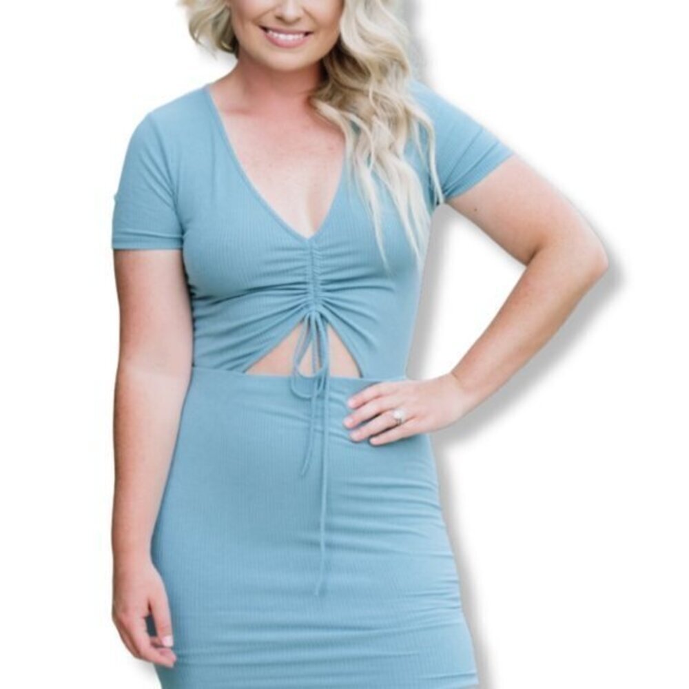 Slate Blue Cut Out Mini Dress